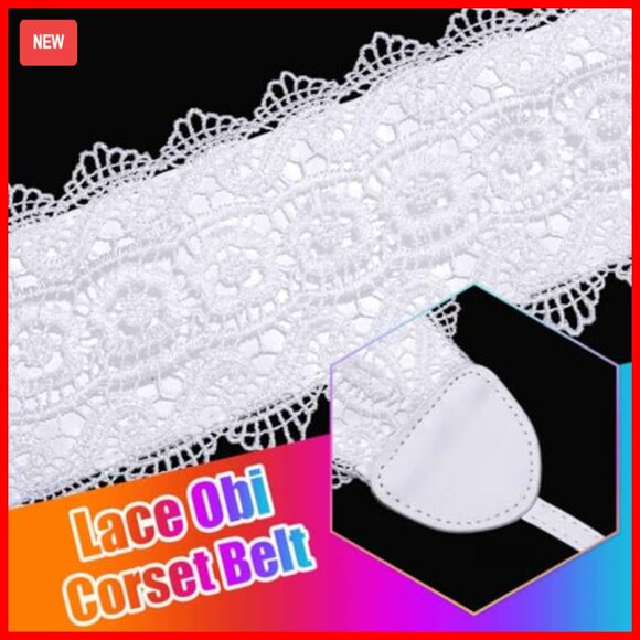 Adjustable Lace Obi Waist Belt, Free Size, Faux Leather Wrap Corset